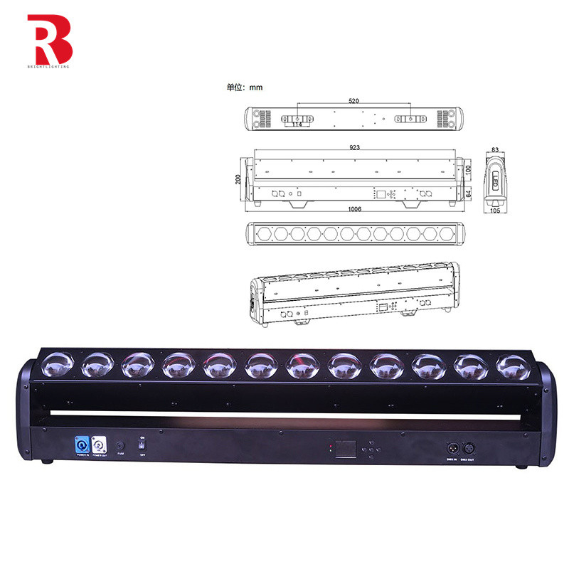 12pcs 30W RGBW 4in1 LED Faisceau de lumière de 3 degrés Bar éclairage de scène pour studio de théâtre