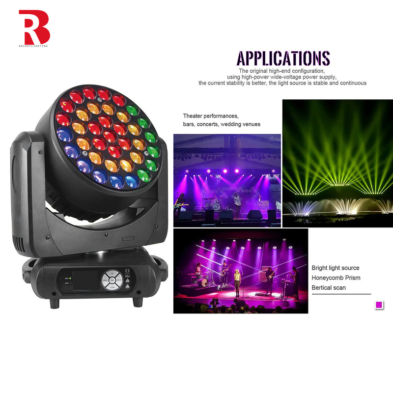 Tête de mouvement LED 37pcs 15W 4 en 1 LED de la lumière de la scène Zoom Wash avec un effet élevé