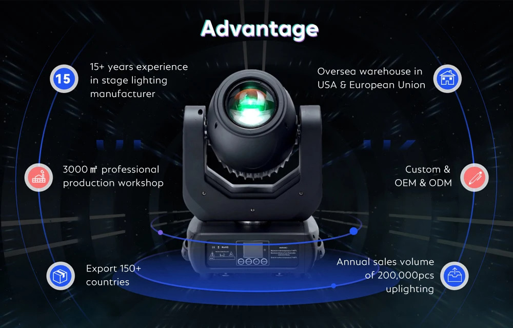 DMX512 Tête mobile 100W LED Spot Beam Stage Light Pour le théâtre et le studio