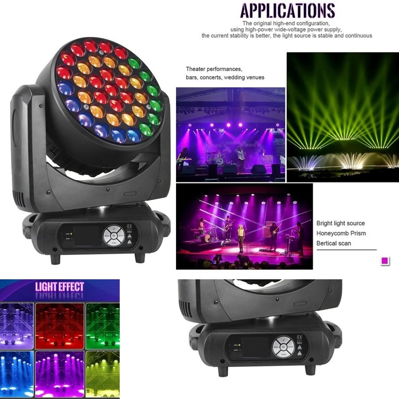 DMX contrôlé 37 * 15W RGBW 4in1 Strobe LED Laver en mouvement la tête lumière pour les discothèques