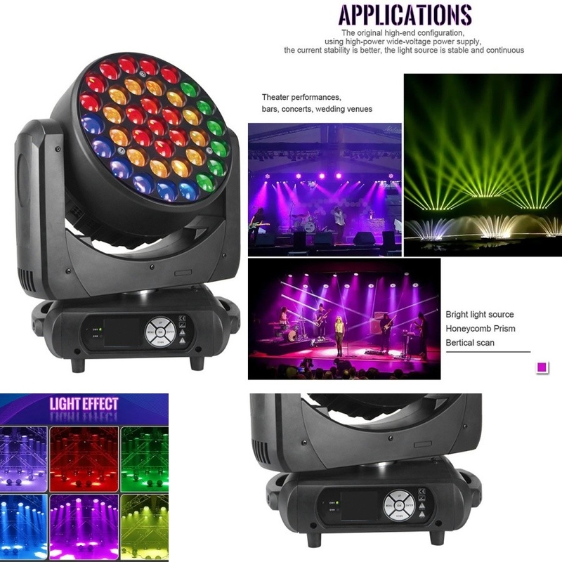 DMX contrôlé 37 * 15W RGBW 4in1 Strobe LED Laver en mouvement la tête lumière pour les discothèques