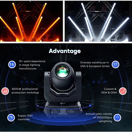 150W DMX 100W LED Lumière de scène blanche Faisceau de lumière Spot Laver tête mobile Pour la fête dj lumières de tête mobiles